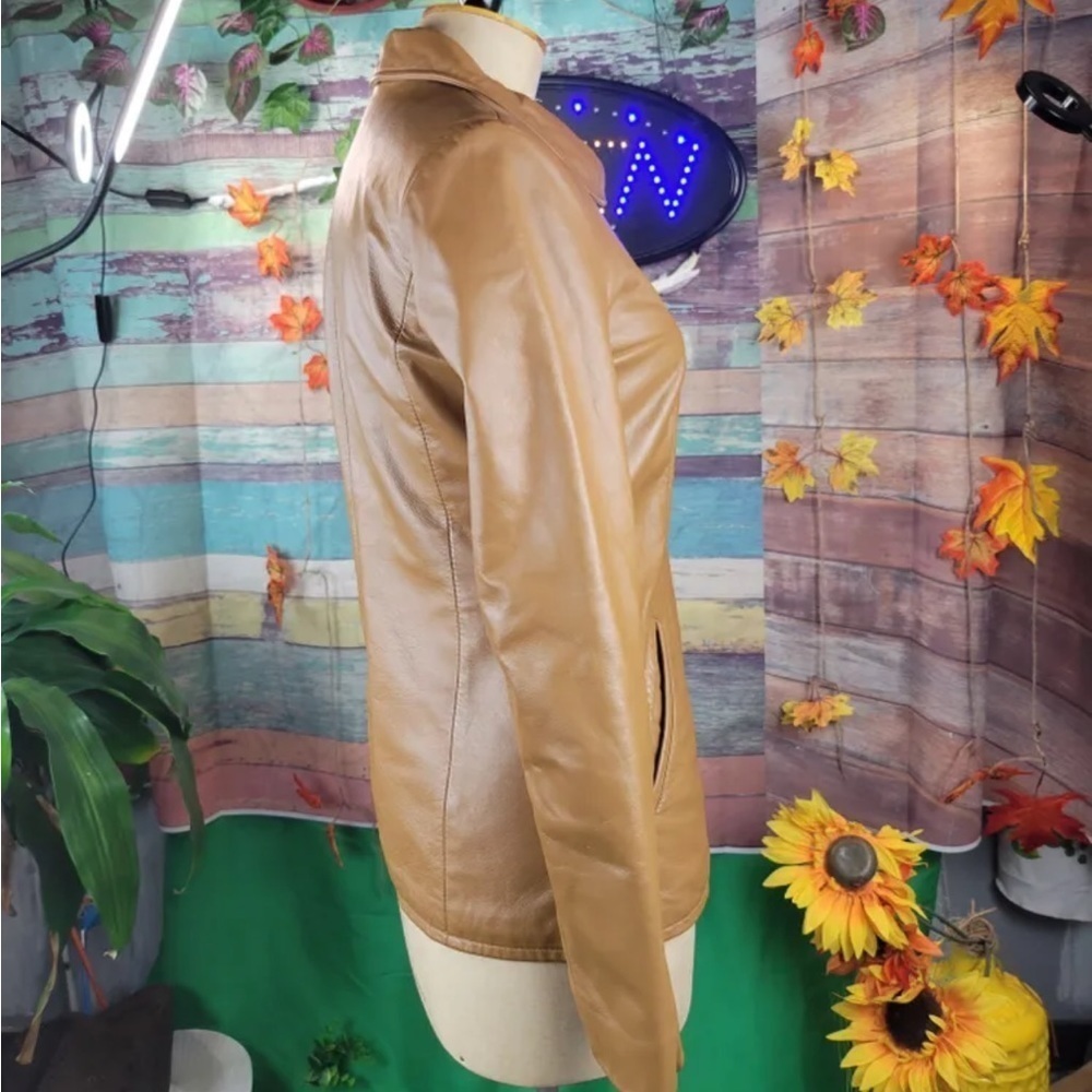 CUIR OLYMPIC Leather vintage jacket, tan - Picture 6 of 7